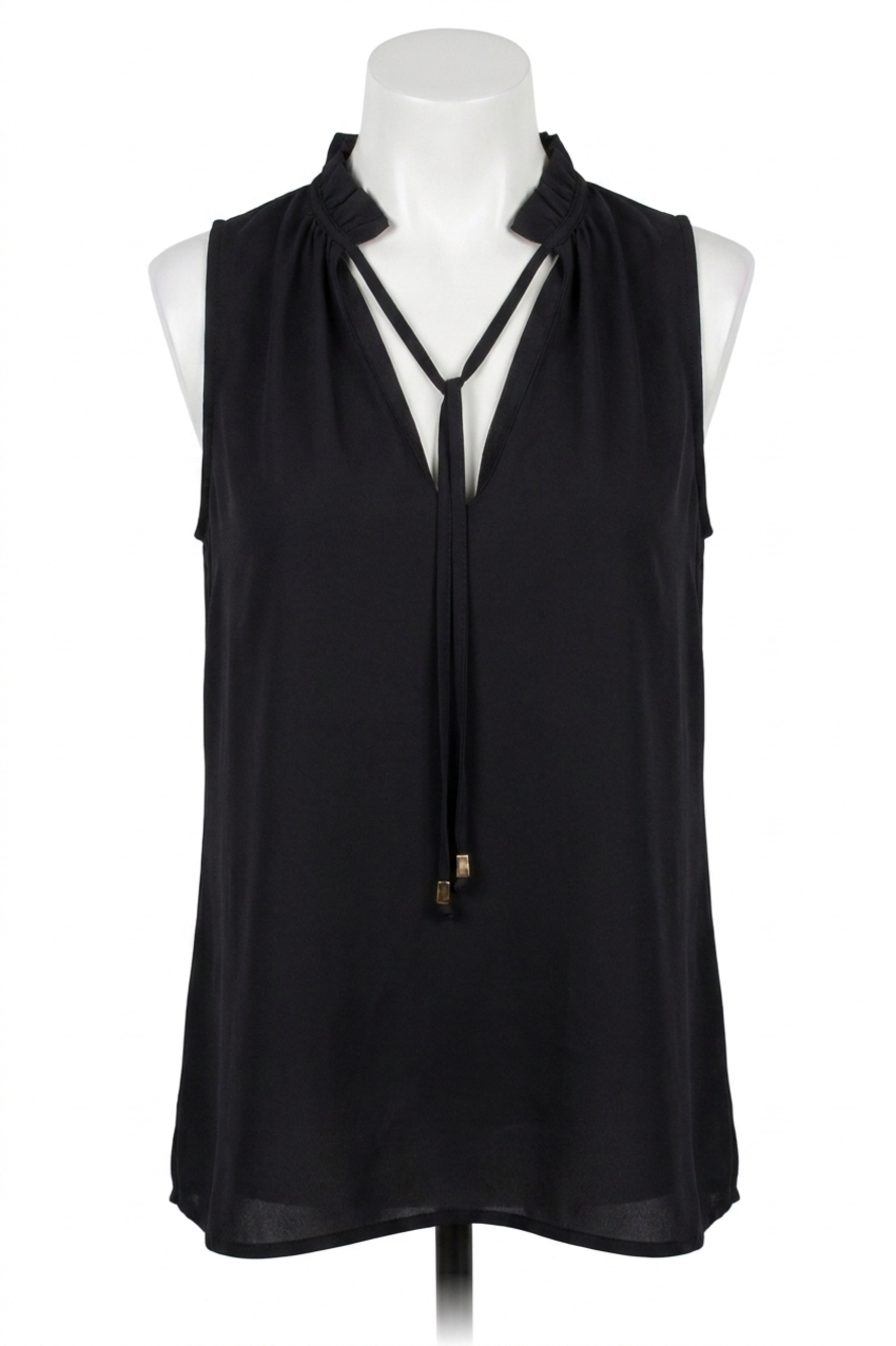 NEW VERONICA M pleated neck tank in jet navy